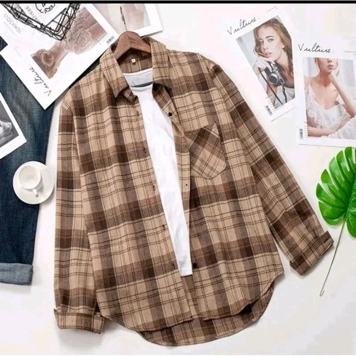 Kemeja Flanel Checked Brown